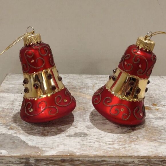 👍 Set of two German Made Mercury Glass Bell Ornaments. Ch2 - Picture 1 of 6